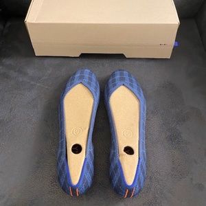 BNIB Rothy's Indigo Gingham Flats - Size 9